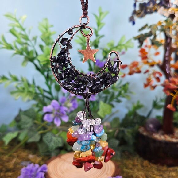 Handmade Obsidian Crystal Moon Décor #5 - Picture 1 of 3